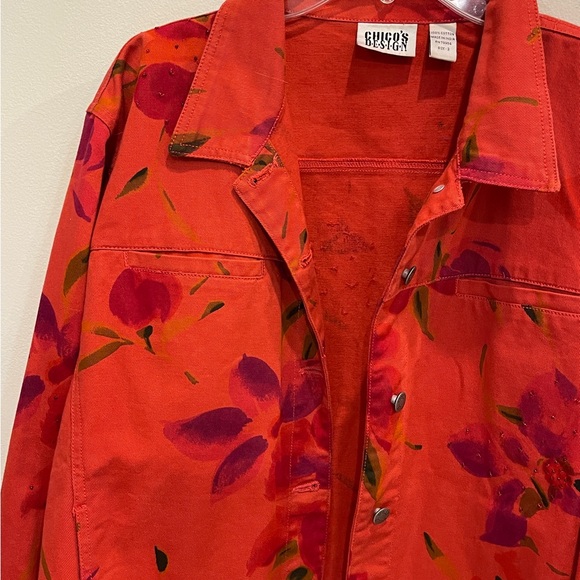 Chicos Denim Floral Jacket - Picture 3 of 13